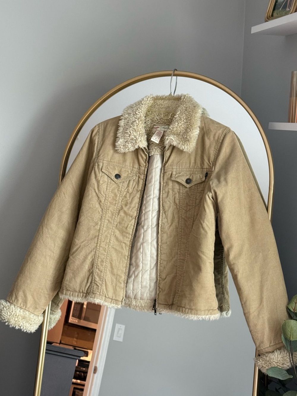 Abercrombie & Fitch Tan Sherpa-Lined Jacket